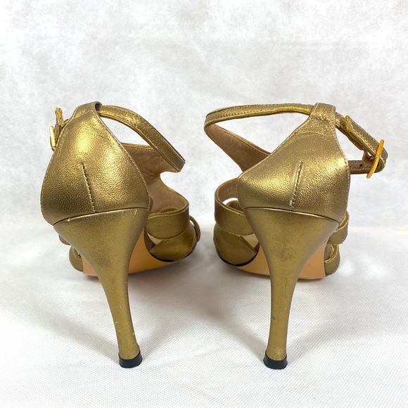 Stuart Weitzman Bronze Cage Ankle Strap Heels - Picture 4 of 6